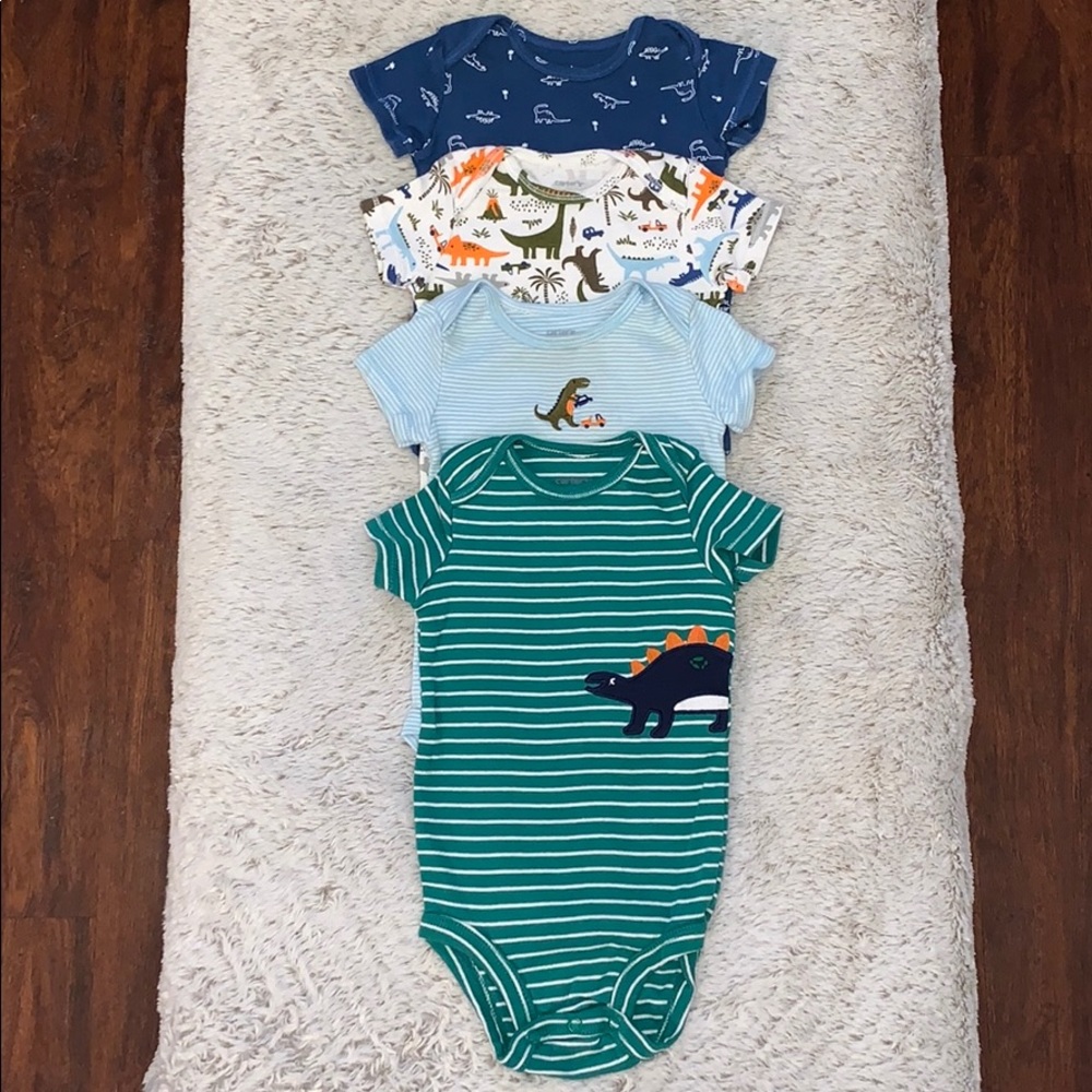4 Carter’s 9m Onesies Dino Edition